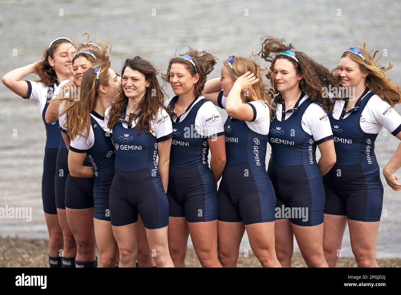 The Oxford University Women's team pose for photographs during a