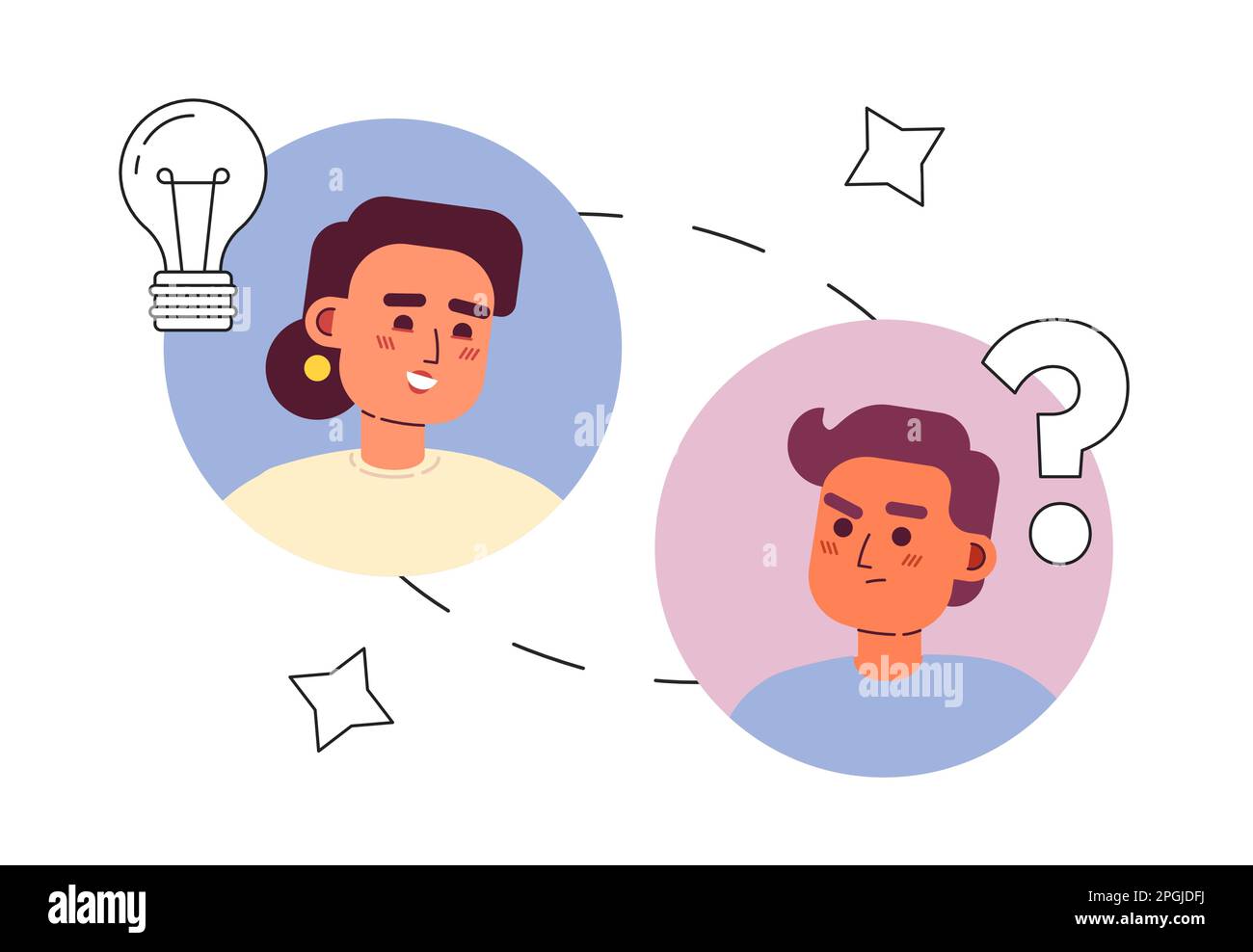 Virtual teamwork line concept vector spot illustration Stock Vector