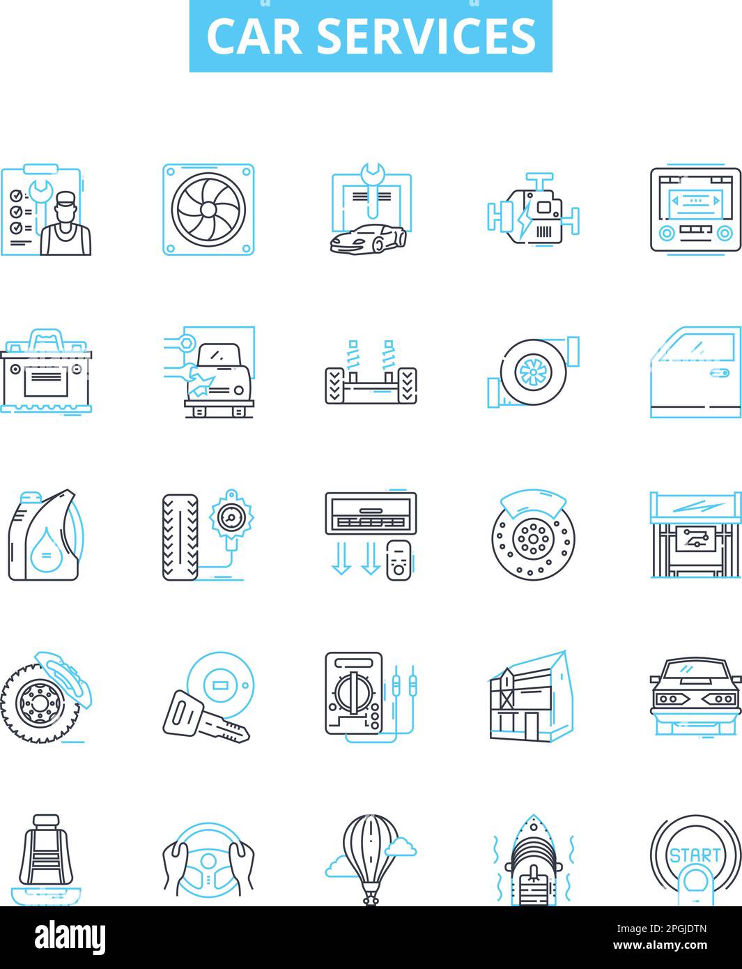 Car services vector line icons set. Car, services, repair, maintenance