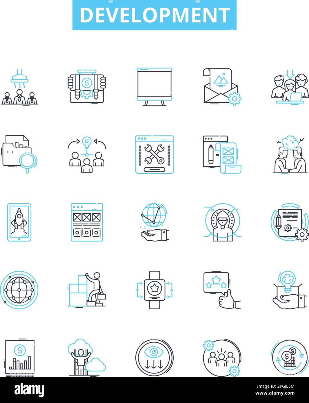 Development vector line icons set. Growth, Improvement, Expansion ...