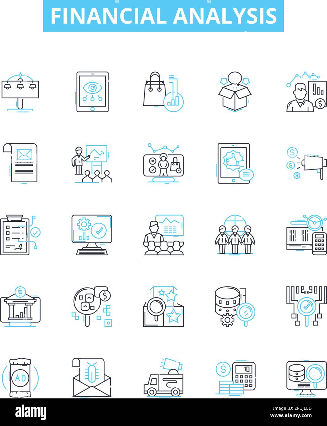Financial analysis vector line icons set. Finance, Analysis, Financial ...