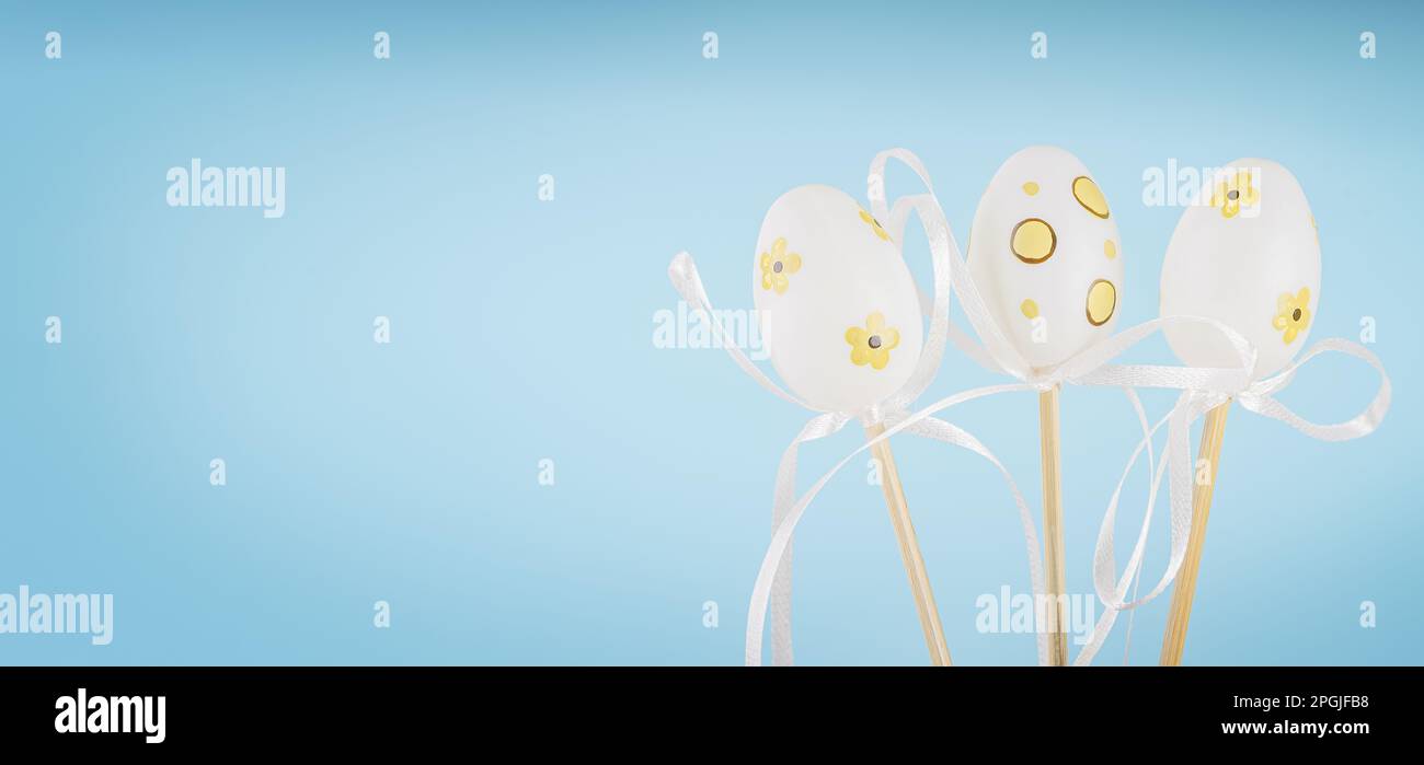 Happy Easter. Colorful Easter egg. Greeting card or banner Stock Photo