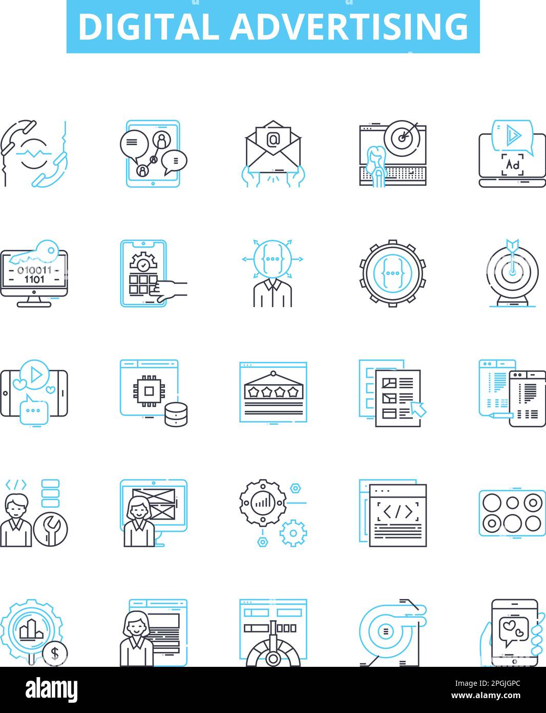 Digital advertising vector line icons set. Digital, Advertising, Online ...