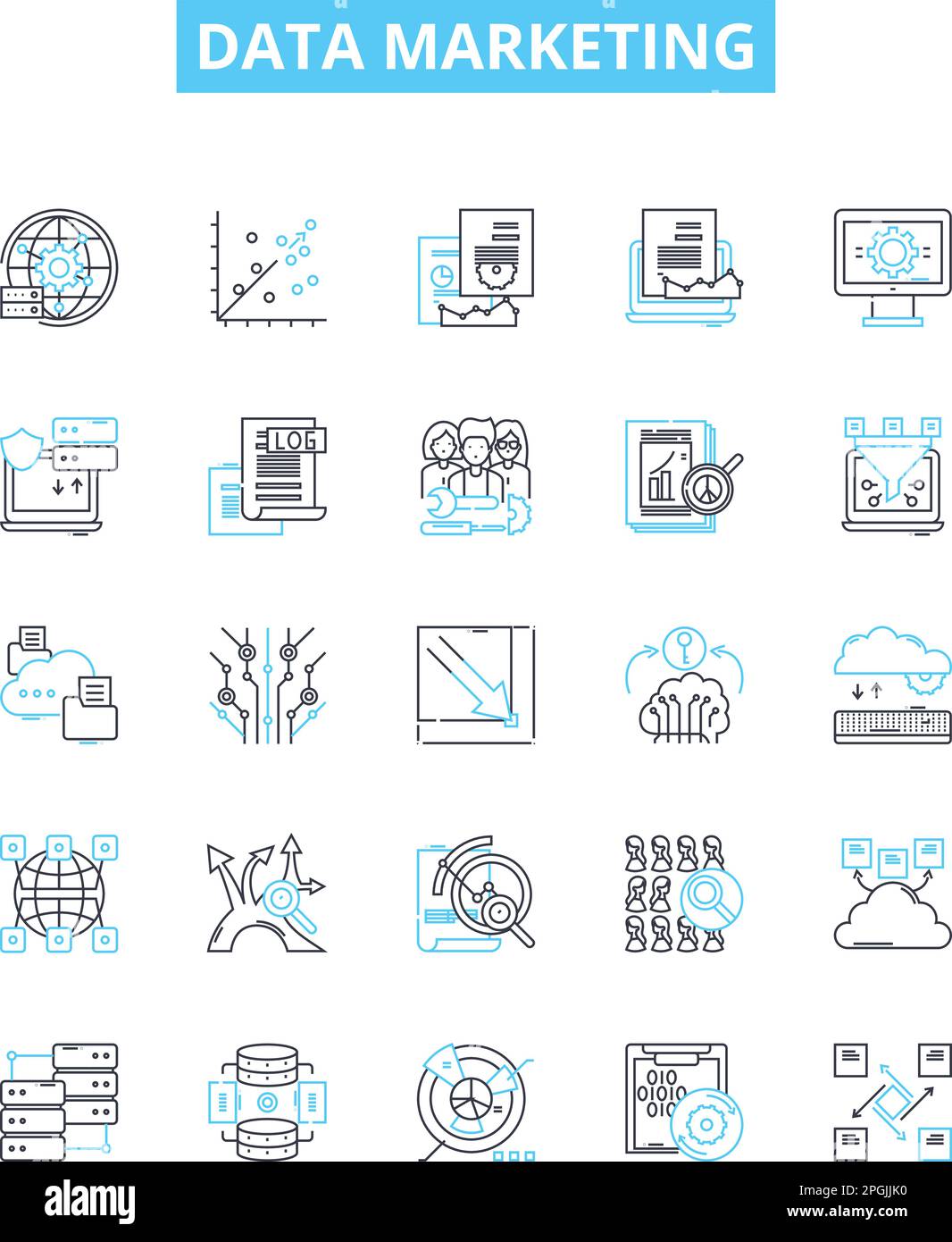 Data marketing vector line icons set. Data, Marketing, Analytics ...