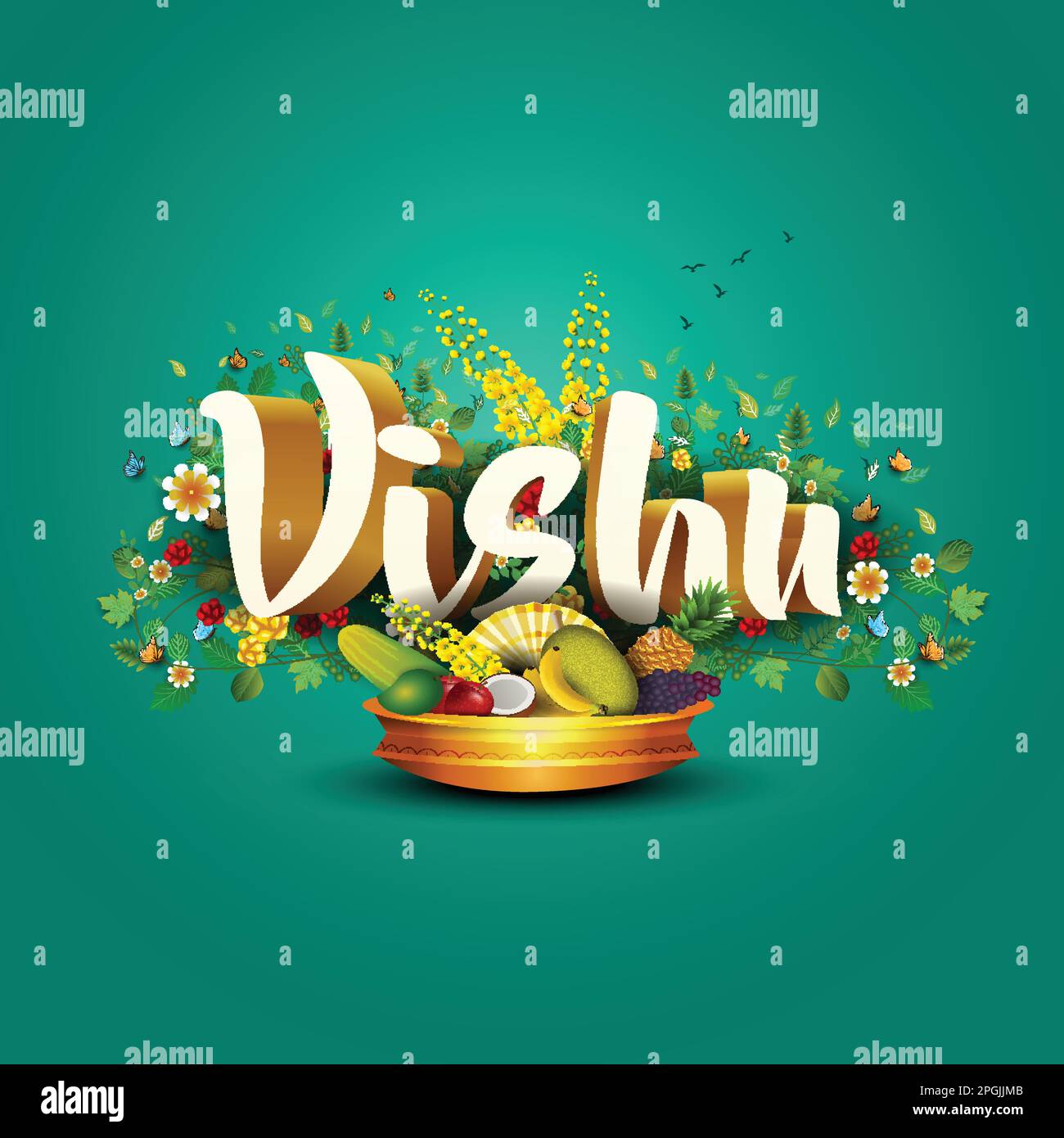 Kerala festival happy vishu greetings. abstract vector illustration design. Stock Vector