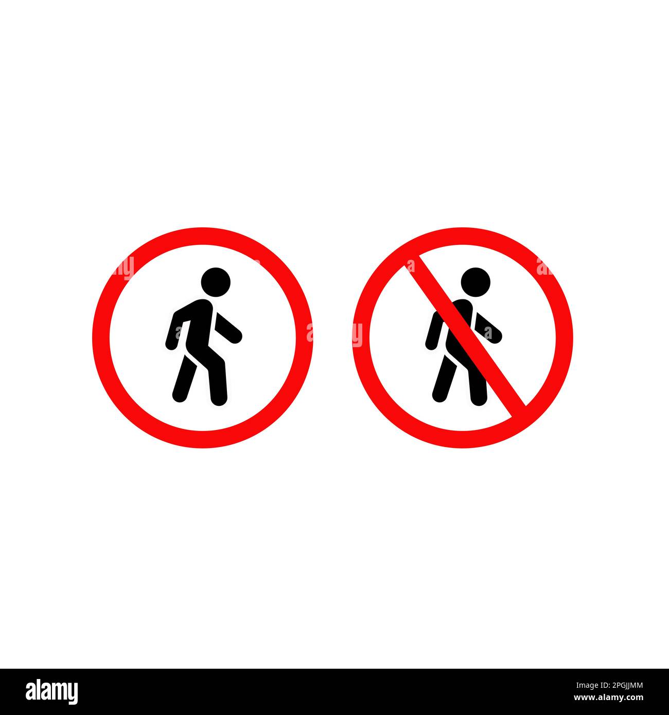 No walk icon access for pedestrians prohibition sign, vector illustration. No pedestrian sign Stock Vector