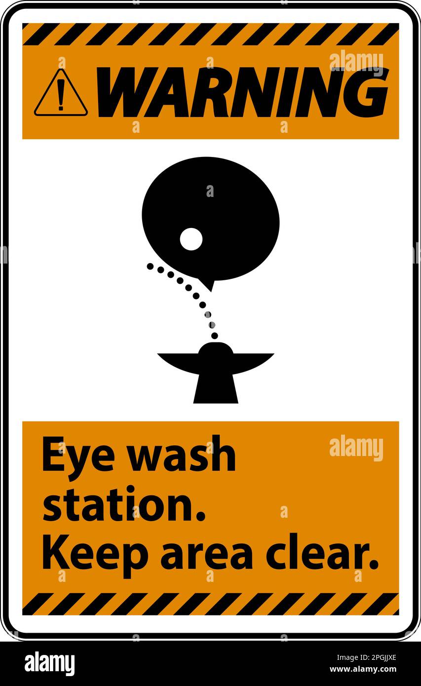 Warning Eye Wash Station Keep Area Clear Sign Stock Vector