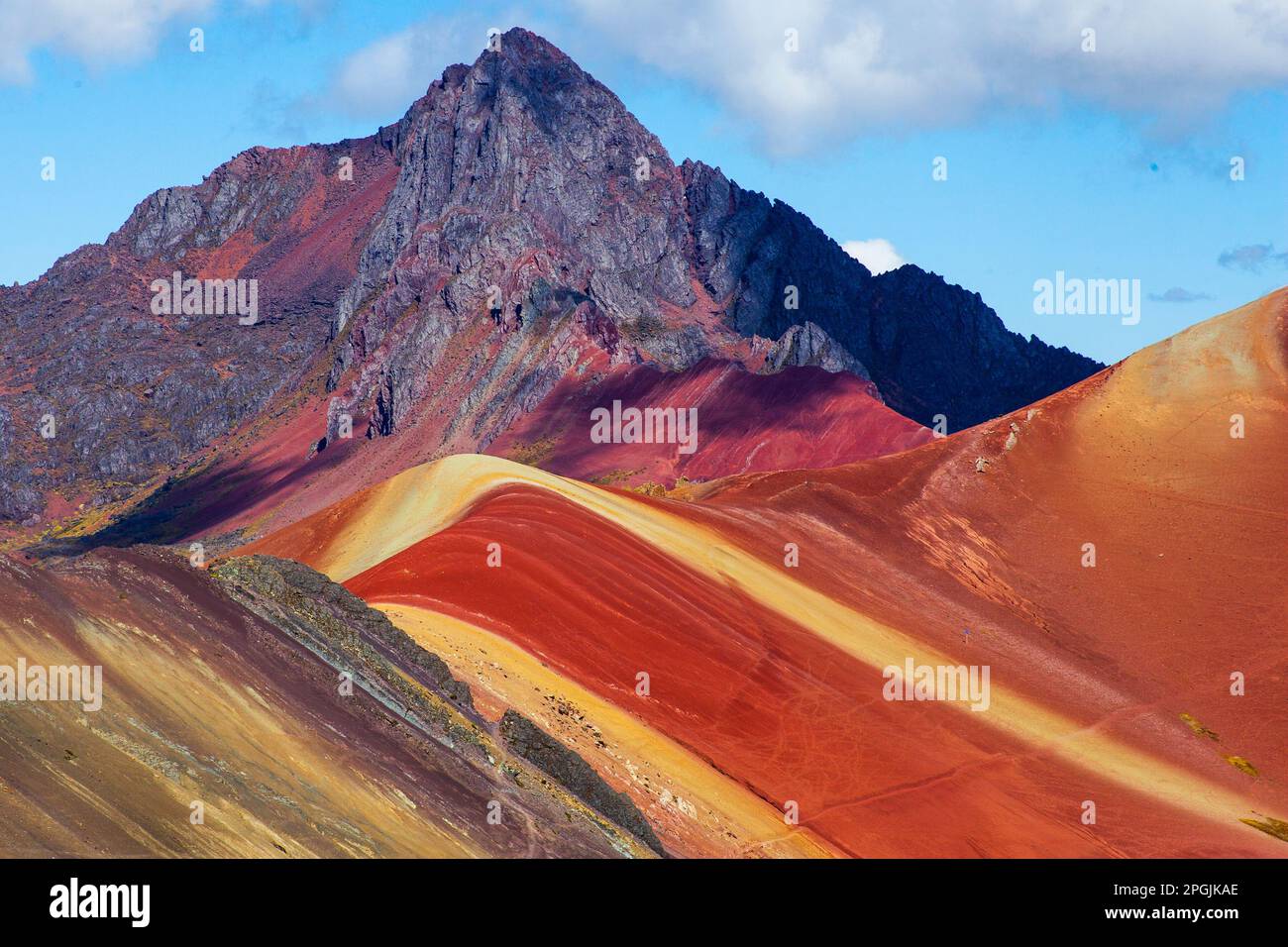 Hiking scene in Vinicunca, Cusco Region, Peru. Rainbow Mountain ...
