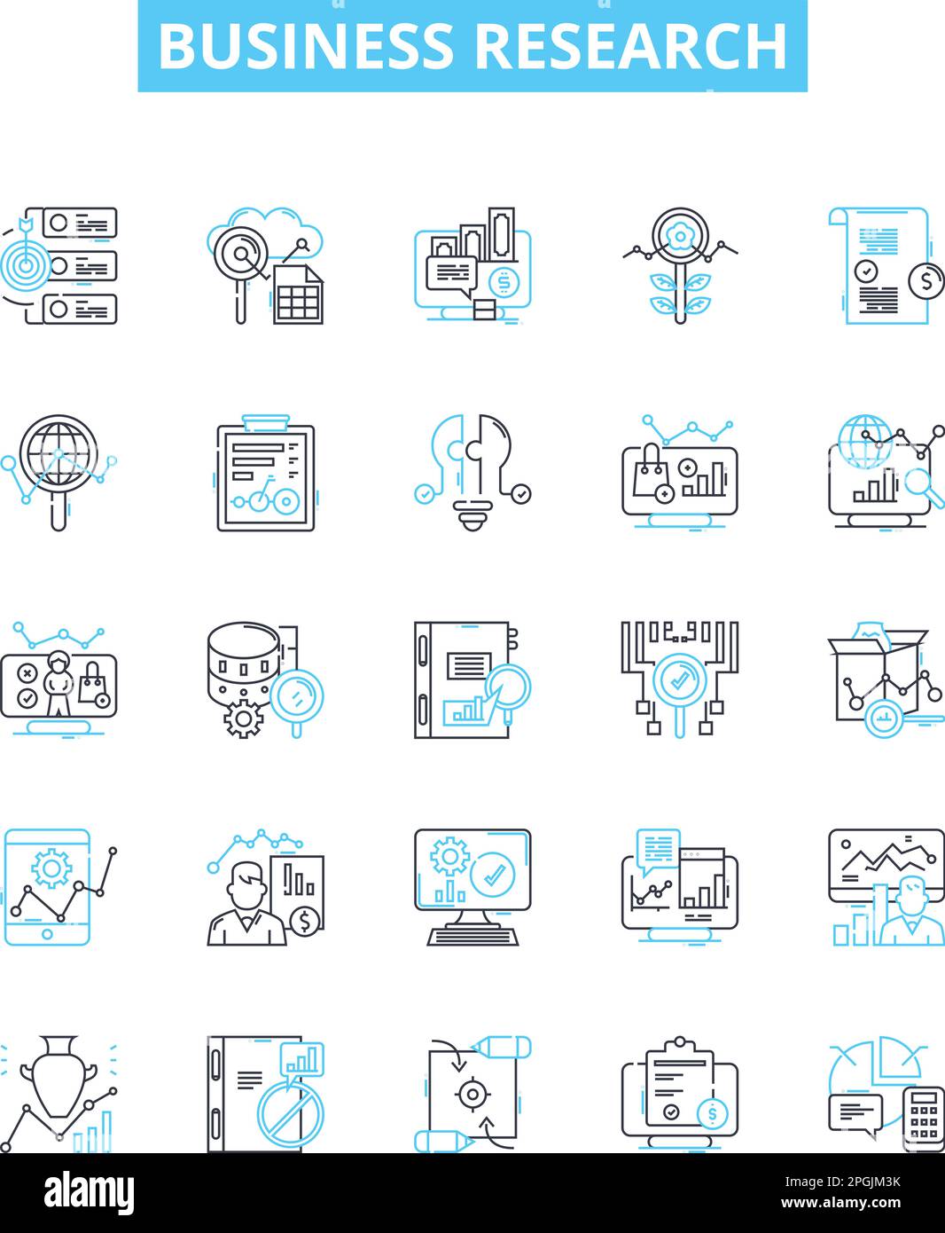 Business research vector line icons set. Business, Research, Analysis