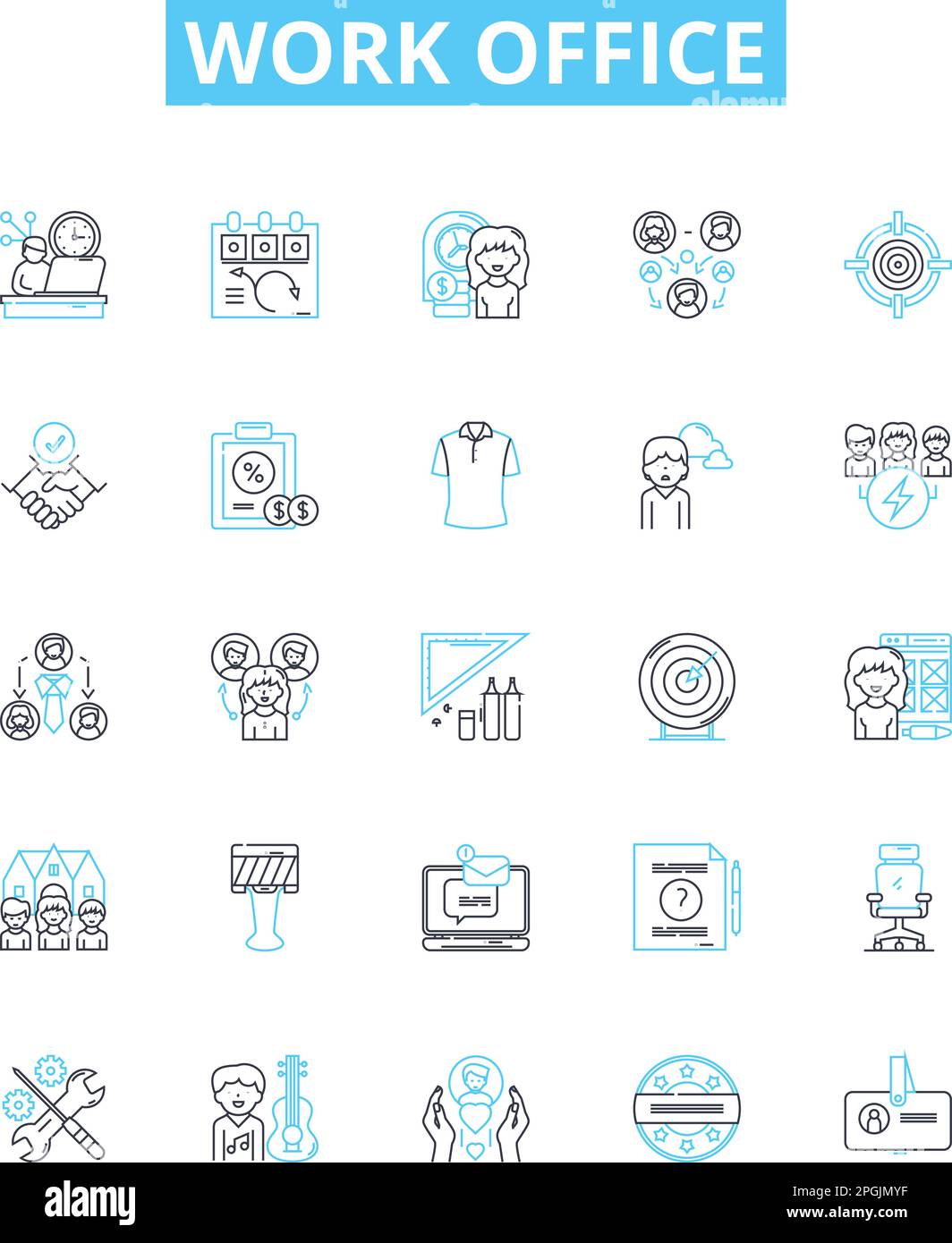 Work office vector line icons set. Workplace, Desk, Office, Computer ...