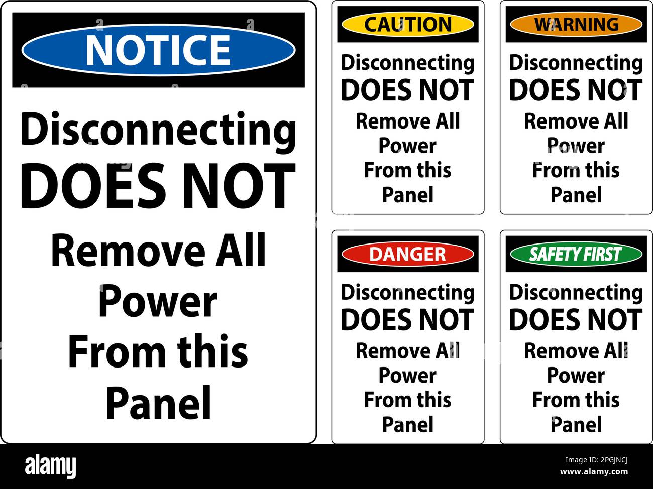 Warning Disconnecting Does Not Remove All Power From this Panel Stock Vector
