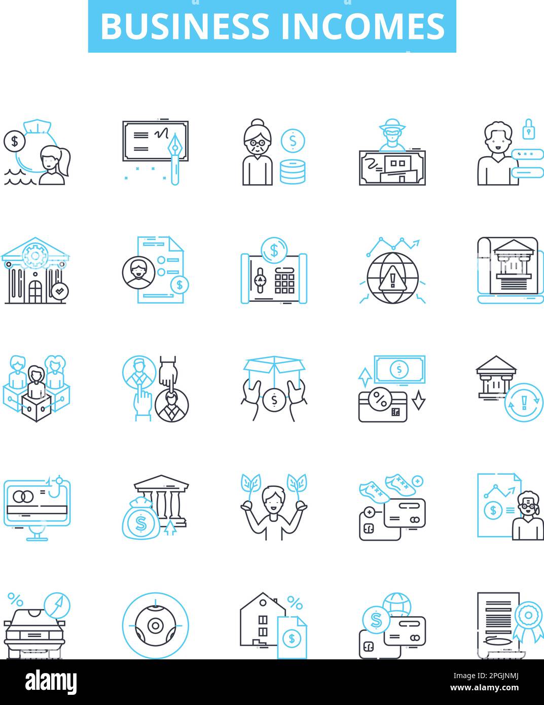 Business incomes vector line icons set. Profits, Revenues, Earnings ...