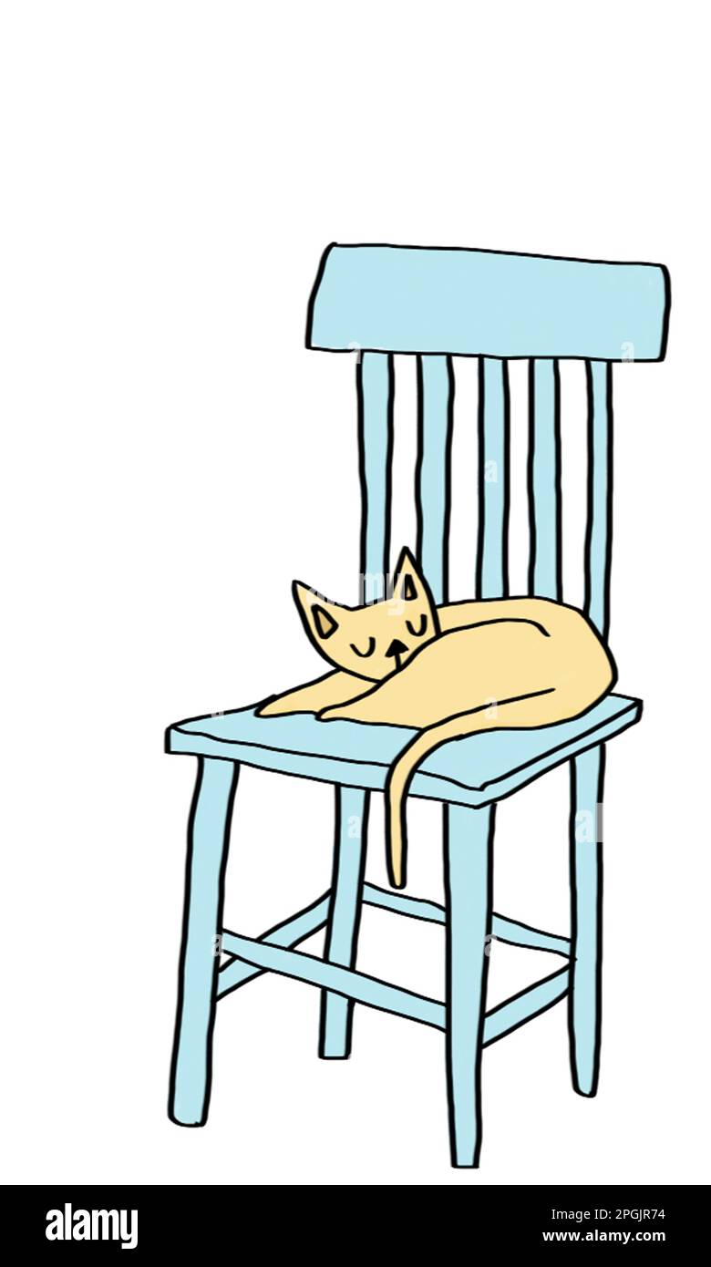 Illustration of a cat on chair Stock Photo Alamy