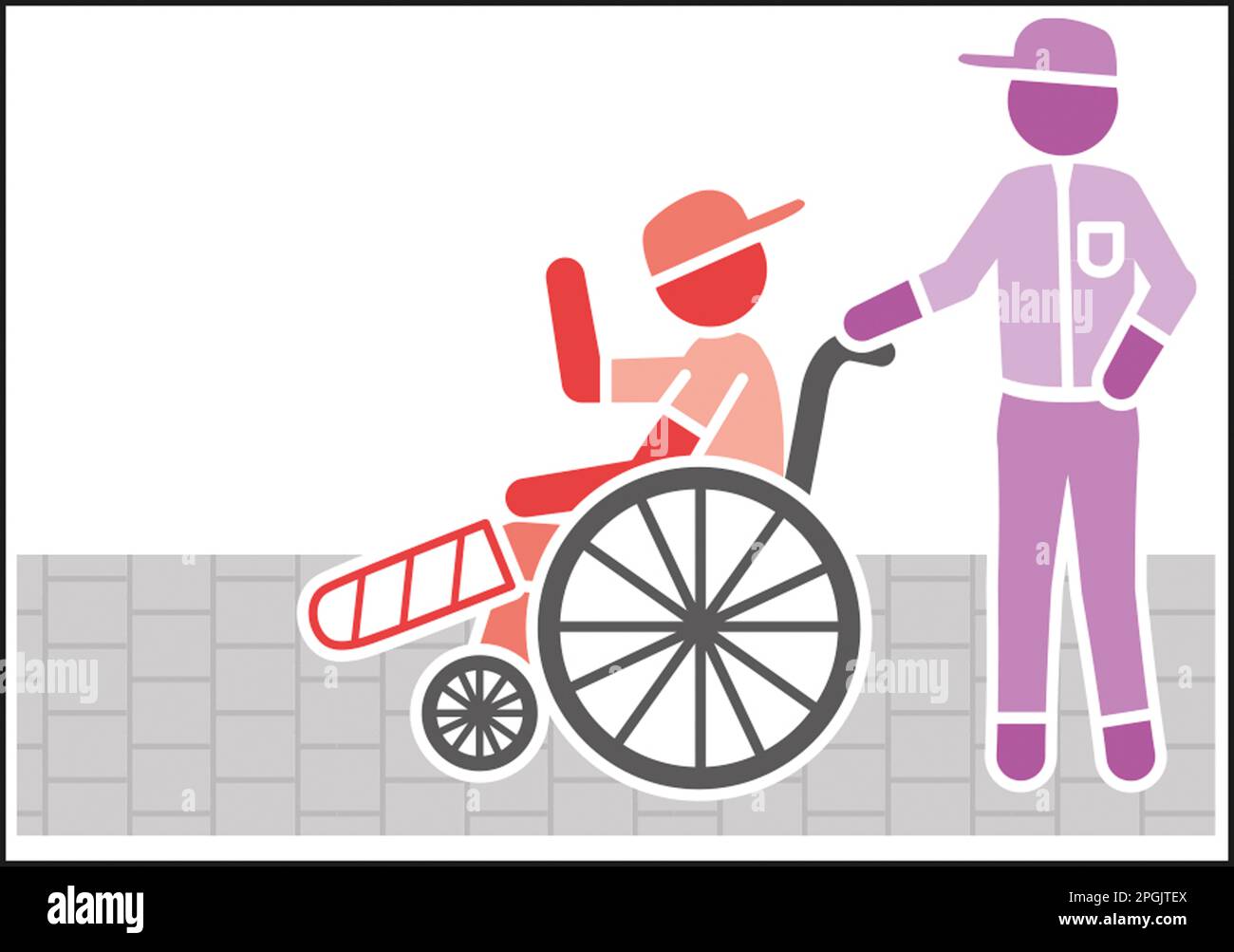 Pushing wheelchair broken leg Stock Photo Alamy