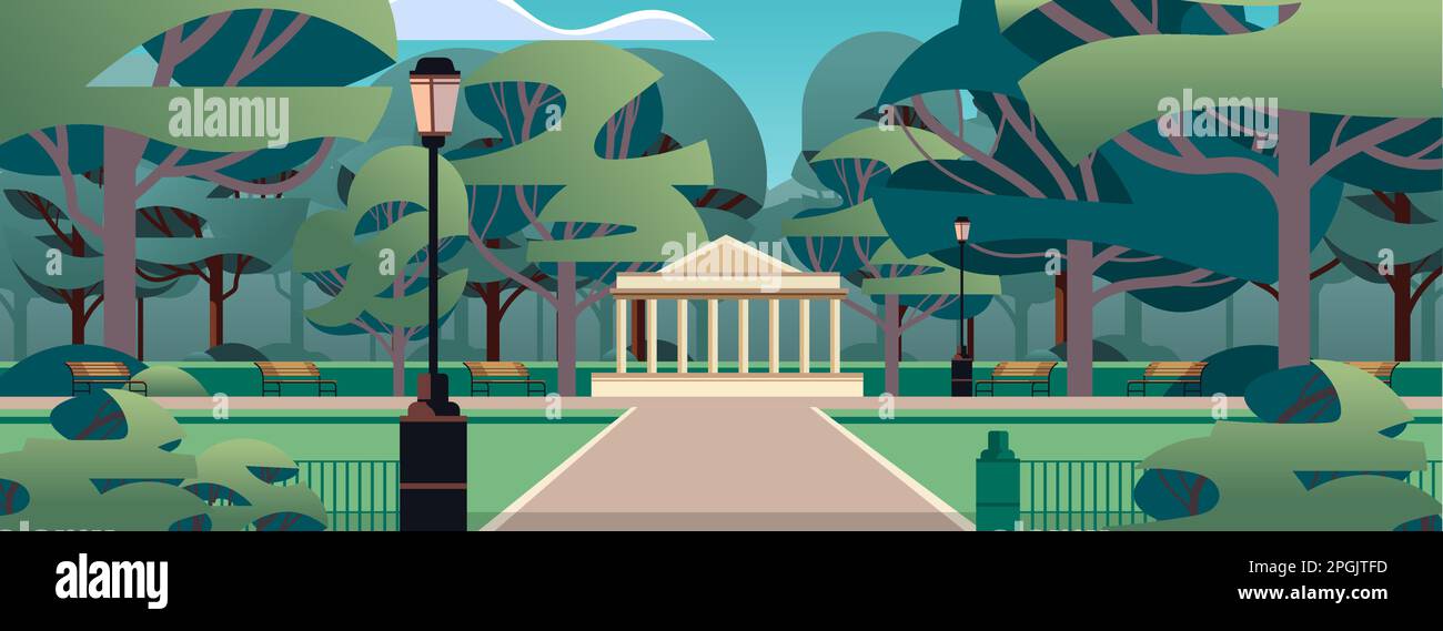 green trees in public summer city park horizontal Stock Vector Image ...