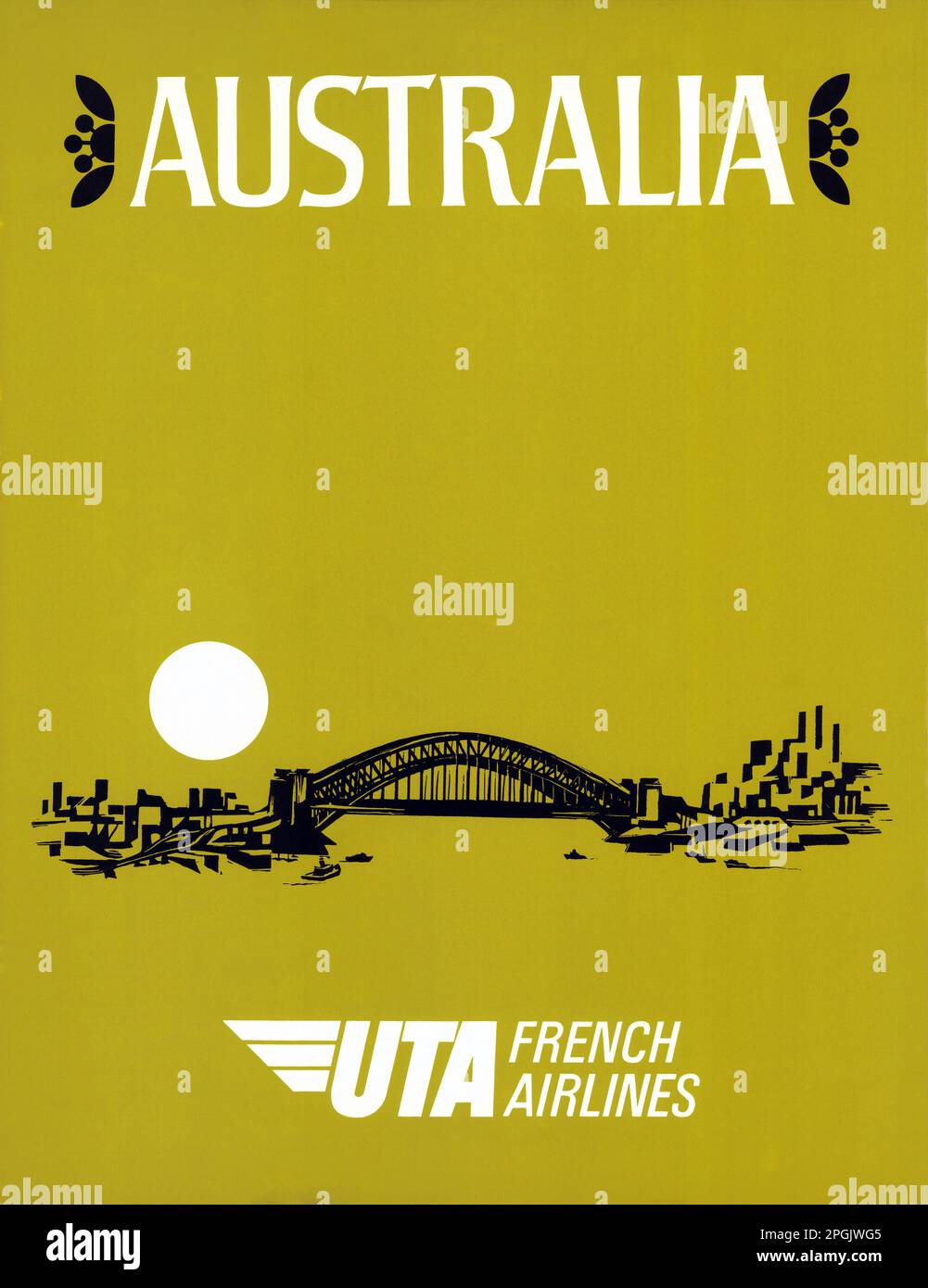 Australia. UTA French Airlines. Artist unknown. Published in the 1960s in France. Stock Photo