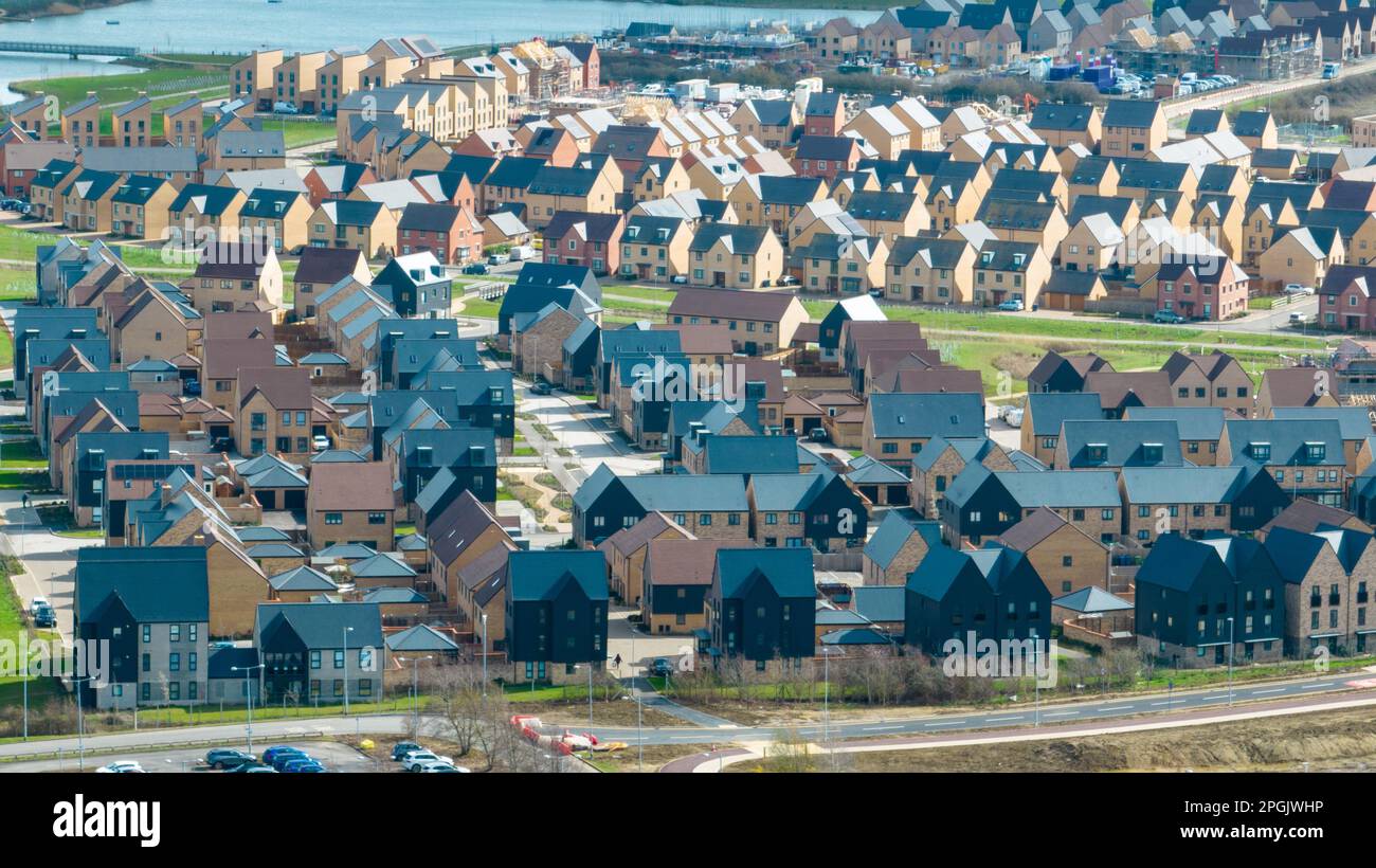 Northstowe is a new town that will eventually have up to 10,000 homes, with an anticipated population of 24,400 in Cambridgeshire, England, UK. Stock Photo