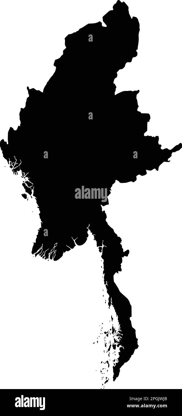 Highly Detailed Myanmar Silhouette map. Stock Vector