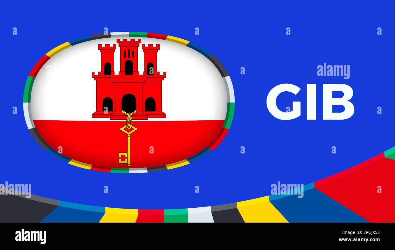 Gibraltar flag stylized for European football tournament qualification. Flag on vector background. Stock Vector
