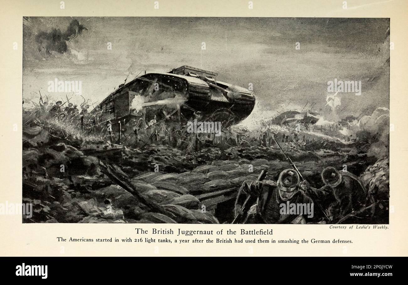 The British Juggernaut of the battlefield from the book ' Deeds of heroism and bravery : the book of heroes and personal daring ' by Elwyn Alfred Barron and Rupert Hughes,  Publication Date 1920 Publisher New York : Harper & Brothers Publishers Stock Photo