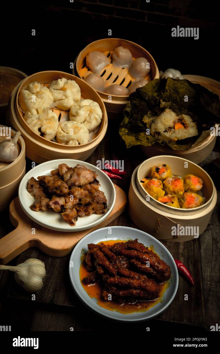 Hong Kong traditional dim sum is a very diverse and delicious delicacy, which is very common in Taiwan Stock Photo