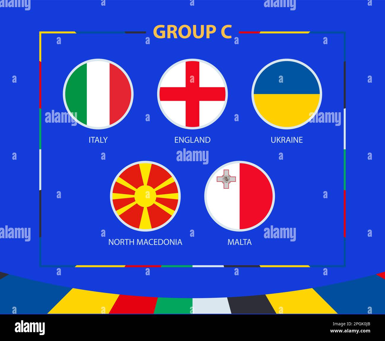 Circle flags of Group C. Participants of qualifying European football