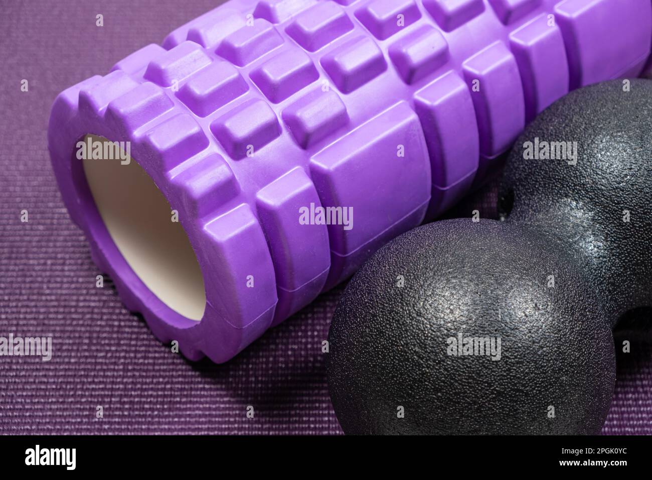 Massage roller and double ball to relax the muscles. Sports equipment
