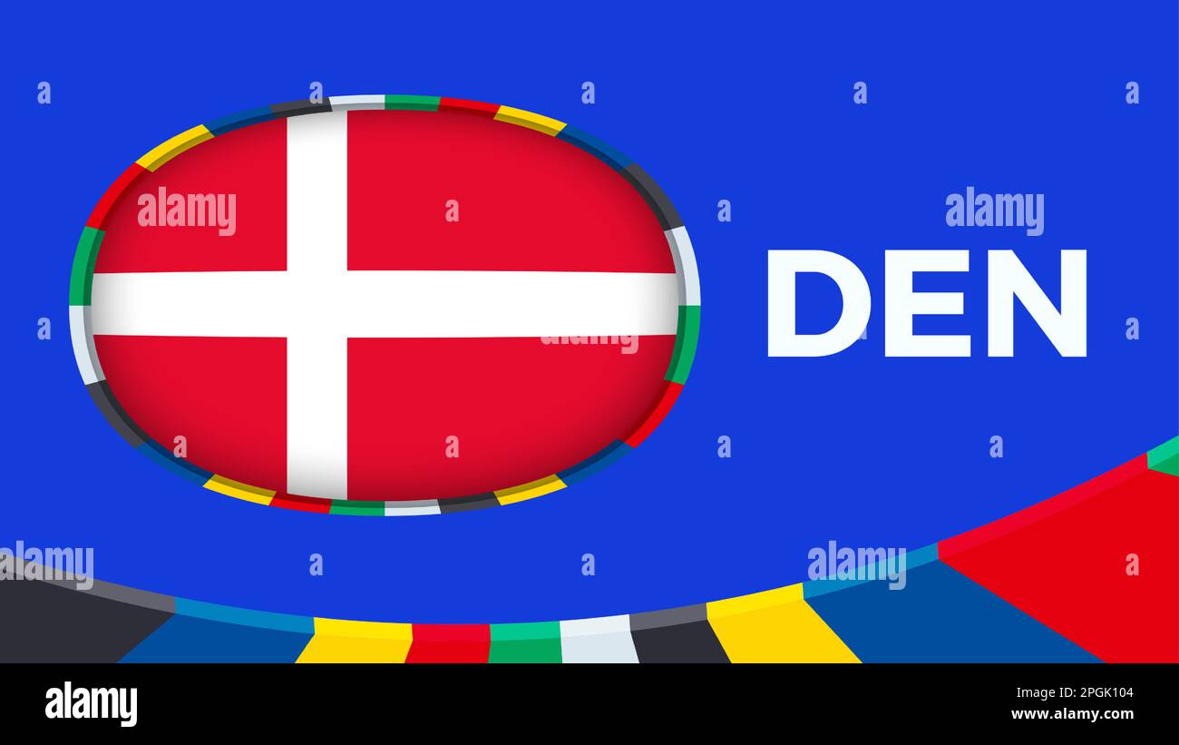 Denmark flag stylized for European football tournament qualification. Flag on vector background. Stock Vector