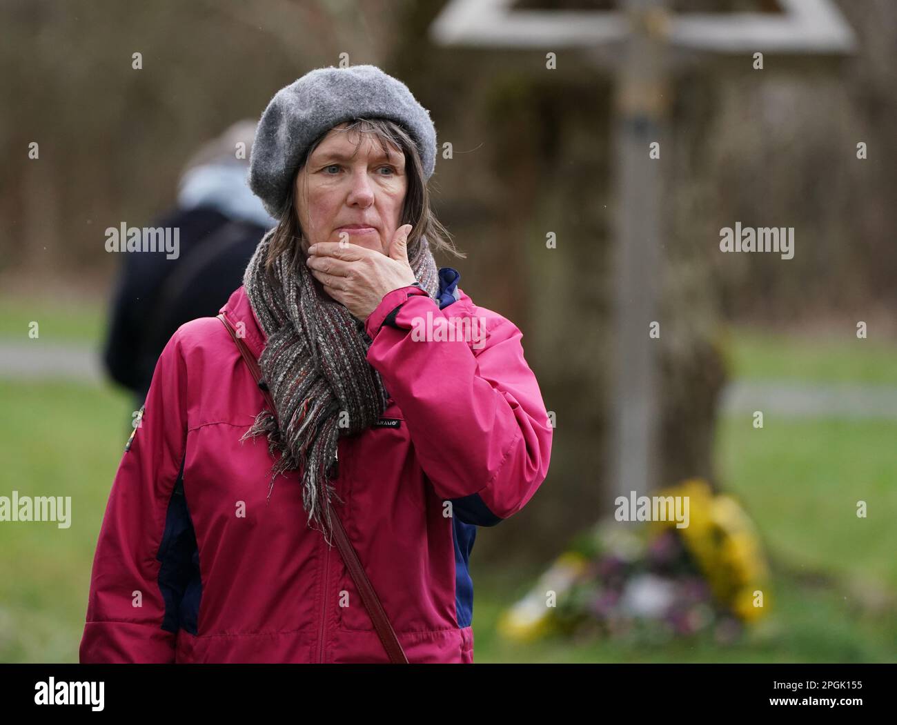 Scotland's Makar Kathleen Jamie after reading a poem after a minute's silence at Scotland's Covid Memorial in Glasgow to mark third anniversary of Covid-19 pandemic as part of the National Day of Reflection. Picture date: Thursday March 23, 2023. Stock Photo