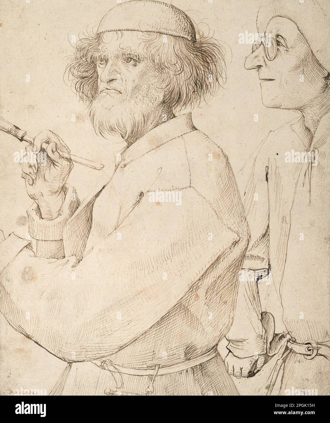 The Painter and the Buyer  circa 1566  by  Pieter Bruegel the Elder Stock Photo
