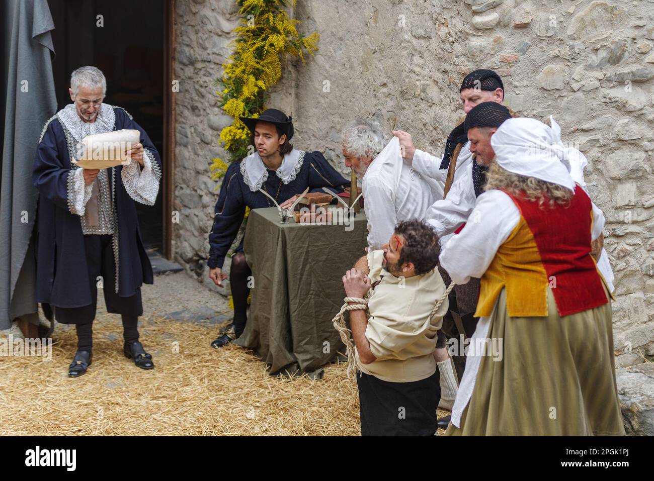 Historical reenactment in the old town of Taggia, Liguria region of Italy Stock Photo