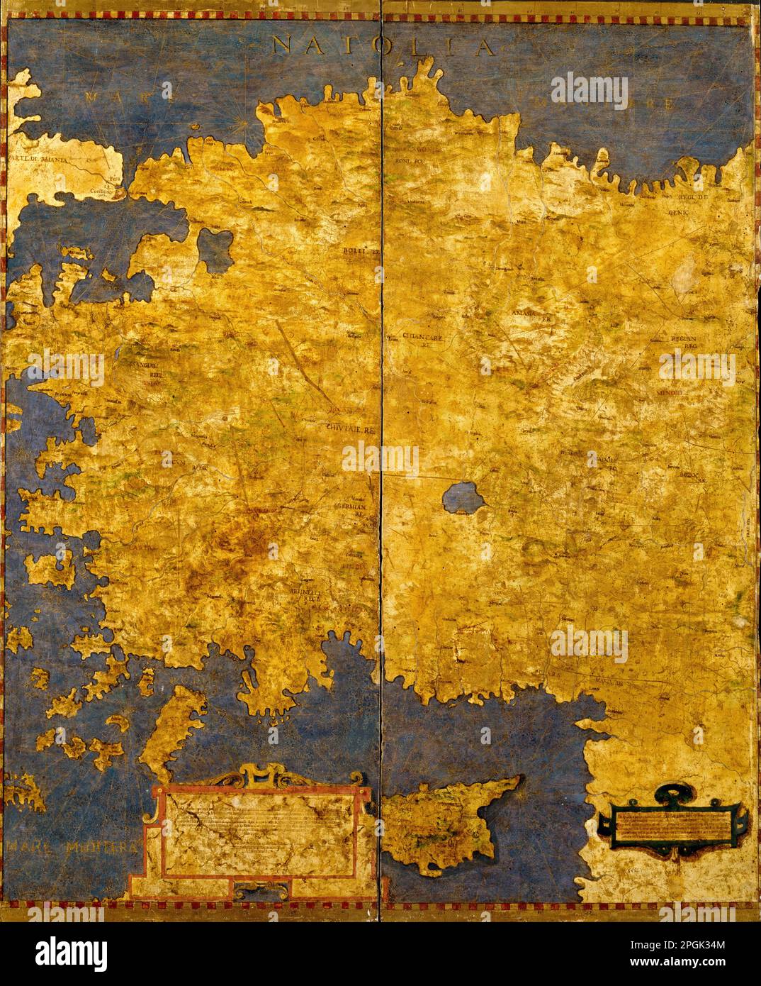 The Anatolian peninsula with modern place names circa 1565 by Egnazio ...