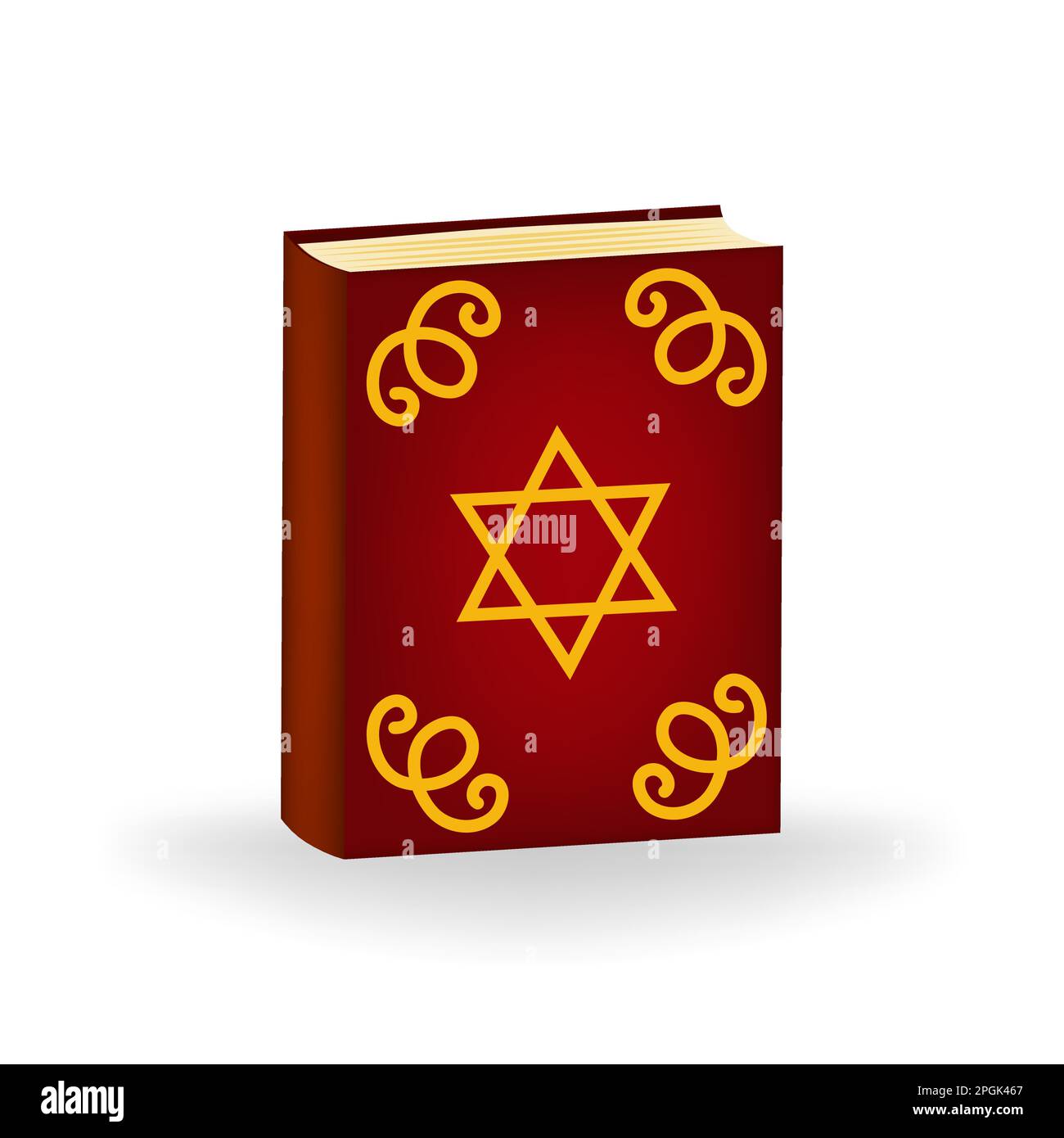 Haggadah book, an essential part of the Passover Seder and celebration, set against a clean white background. Haggadah includes texts of songs, prayer Stock Vector