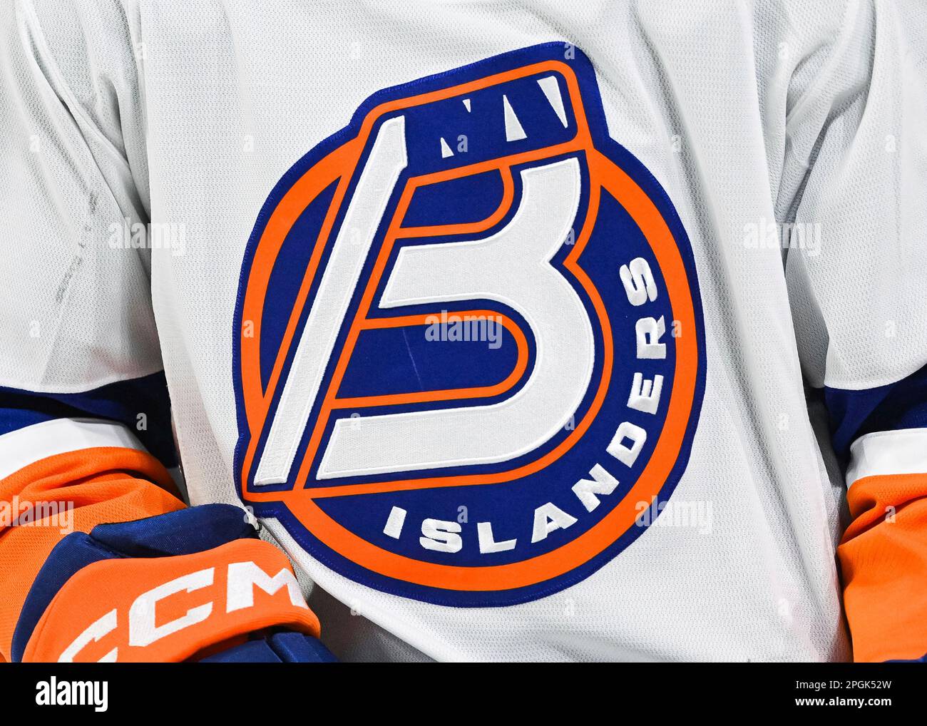 LAVAL, QC - MARCH 22: View of a Laval Rocket logo on a jersey worn