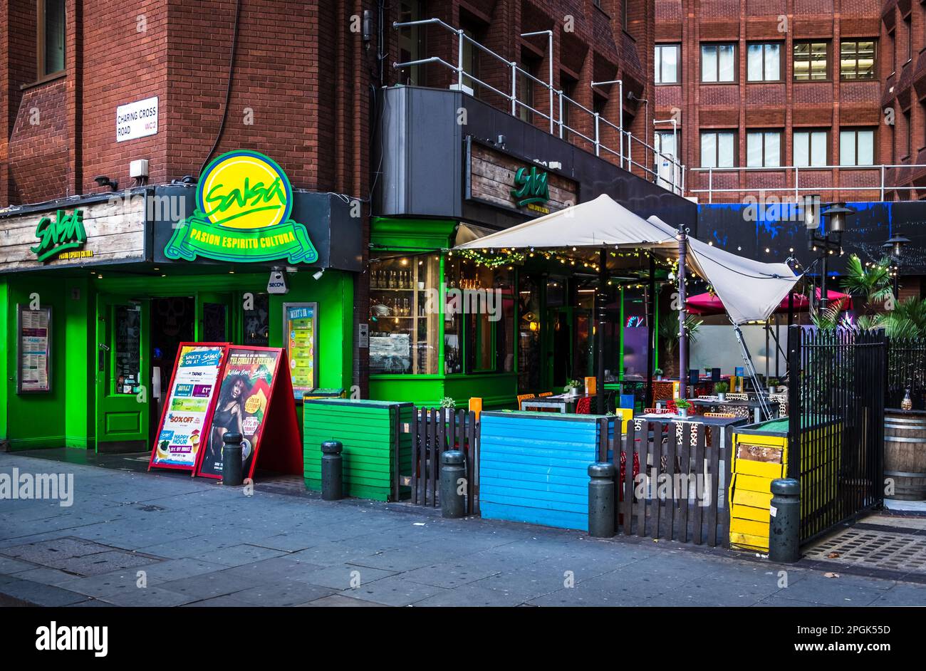 London, UK, Sept 2022, view of Salsa a Mexican restaurant in Soho Stock