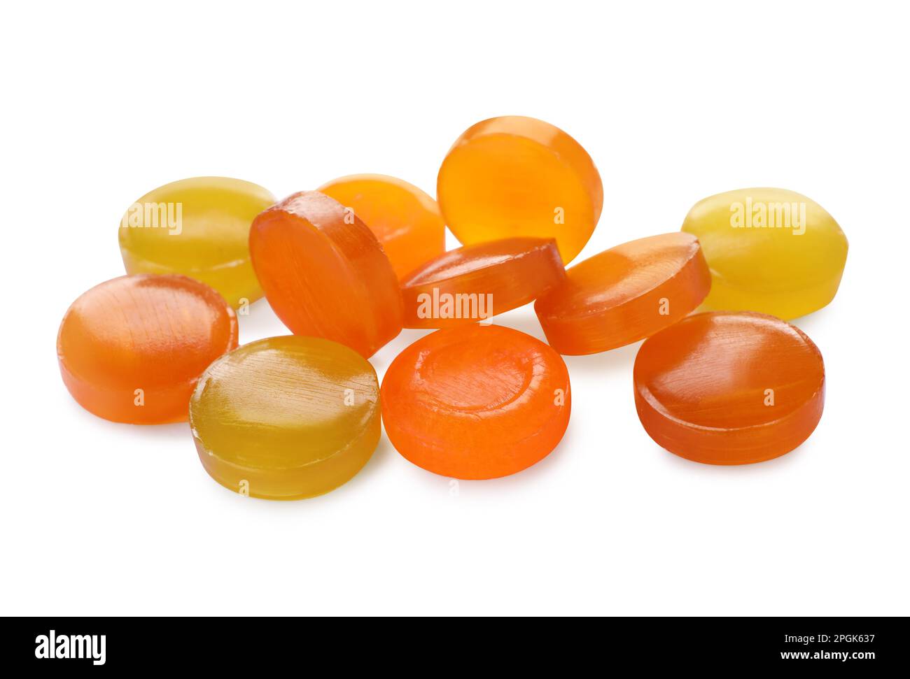 Many different color cough drops on white background Stock Photo Alamy