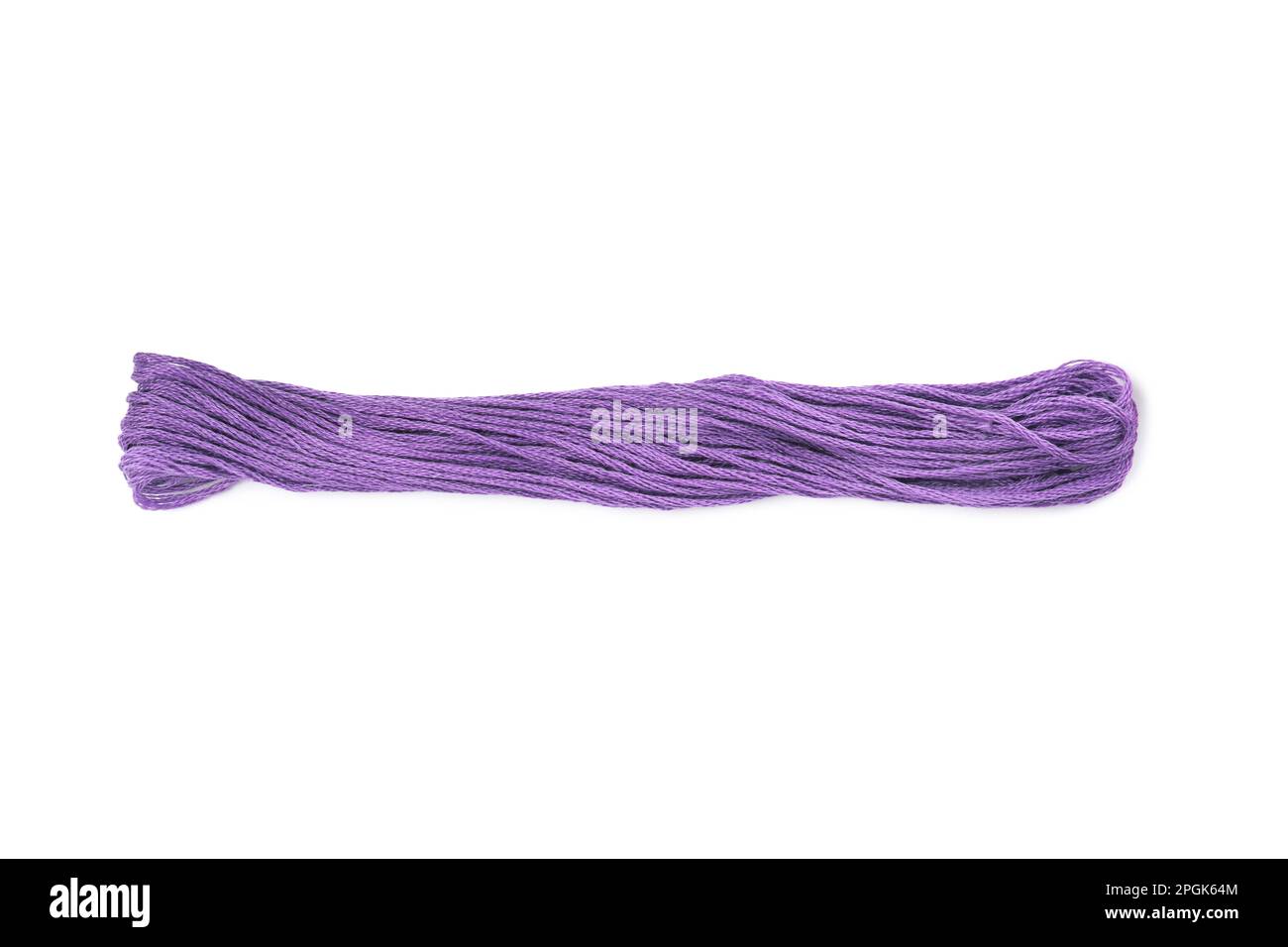 Bright violet embroidery thread on white background, top view Stock ...