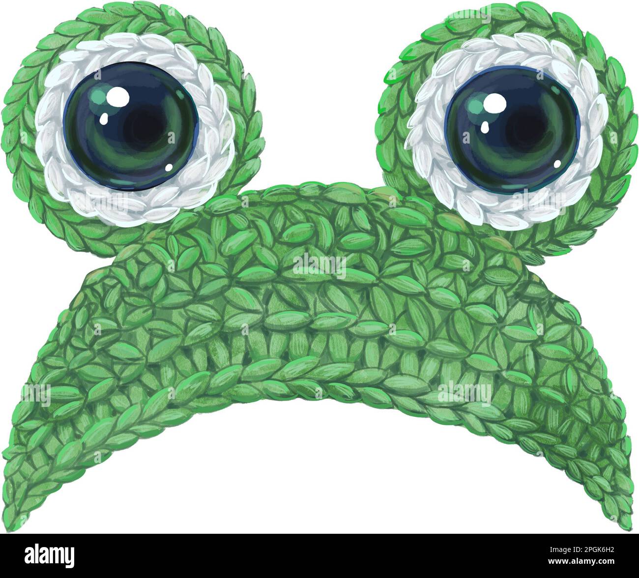 Cat costume. Green knitted frog hat with eyes. For clothing design