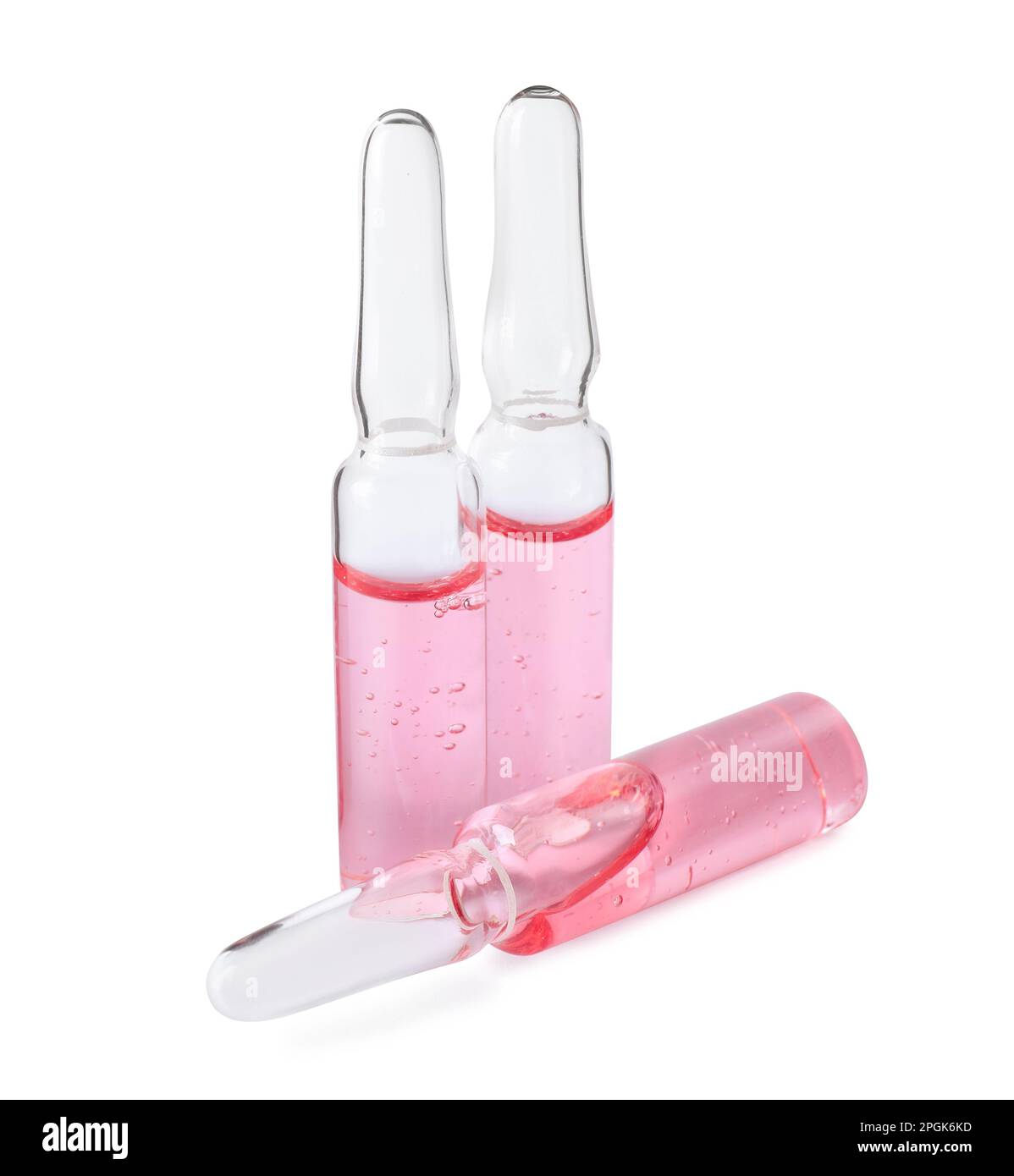 Pharmaceutical ampoules with medication on white background Stock Photo