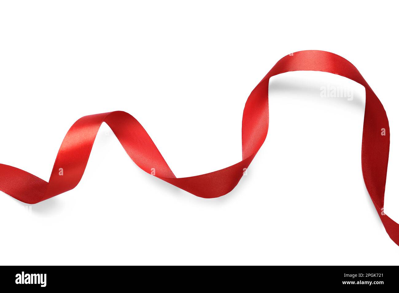 Beautiful red ribbon isolated on white, top view Stock Photo - Alamy