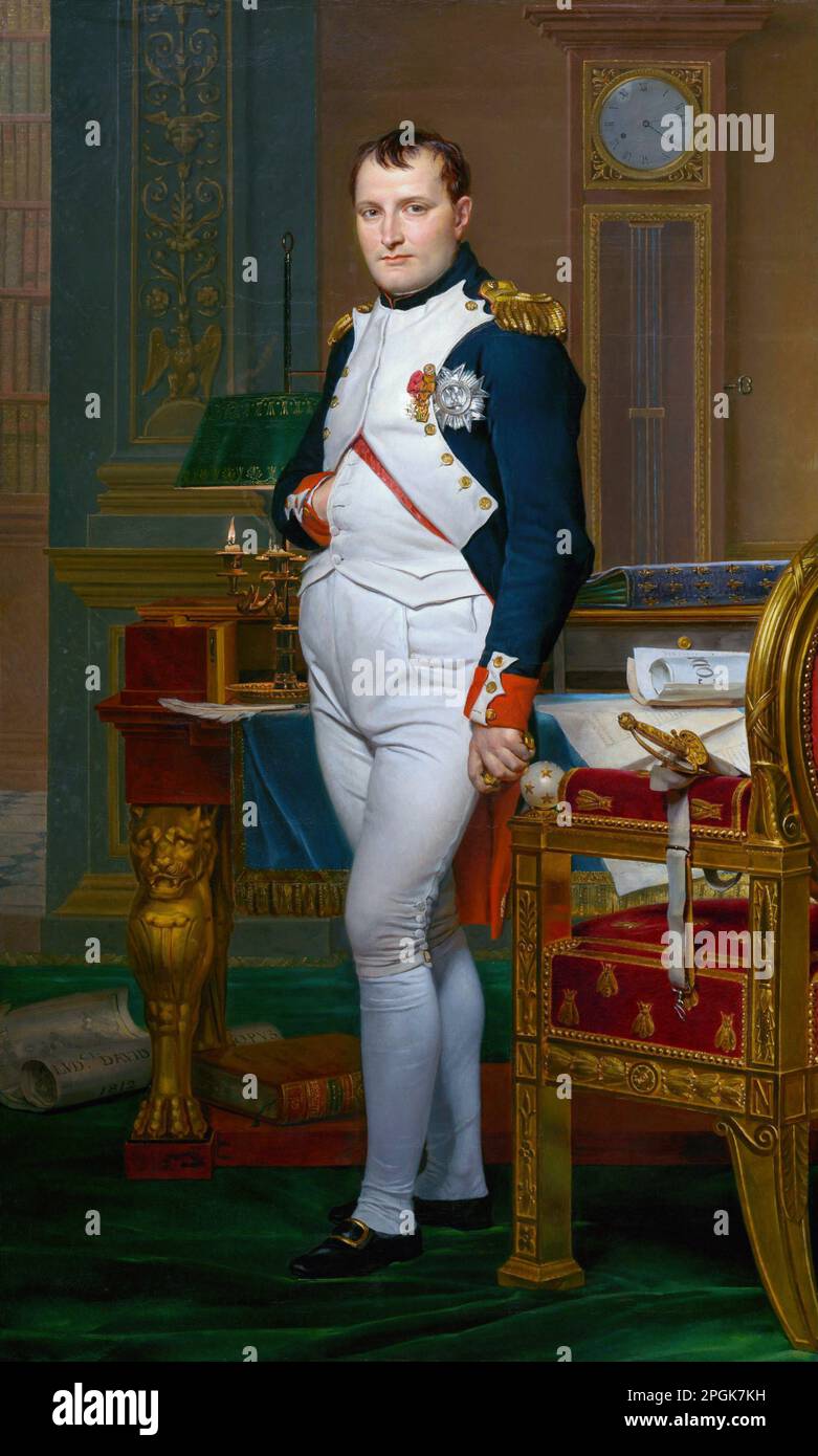 The Emperor Napoleon in His Study at the Tuileries  1812  by  Jacques-Louis David Stock Photo