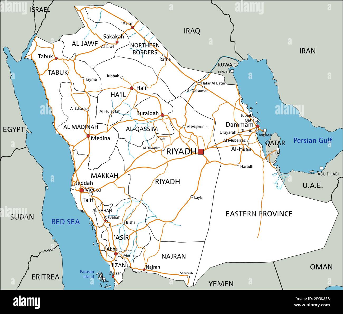 high-detailed-saudi-arabia-road-map-with-labeling-stock-vector-image