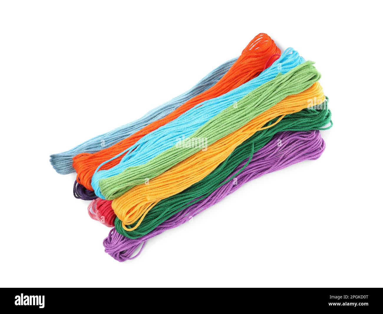 Top View Thread Set of colorful embroidery threads on white background, top view Stock ...