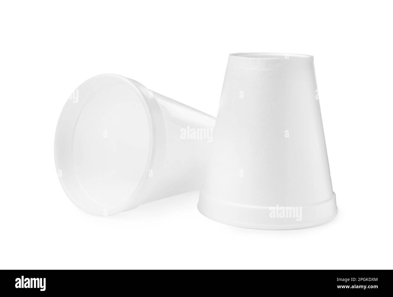 Two clean styrofoam cups on white background Stock Photo Alamy