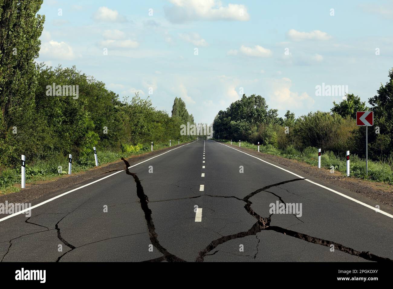 Cracks Rode Picture Large cracks on asphalt road after earthquake Stock Photo - Alamy