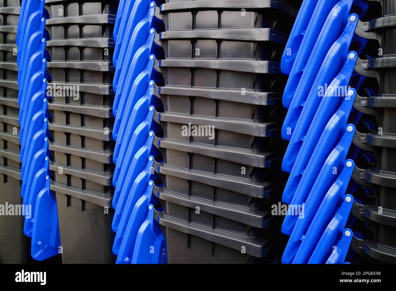 Garbage Cans Stacked Stock Photo Alamy