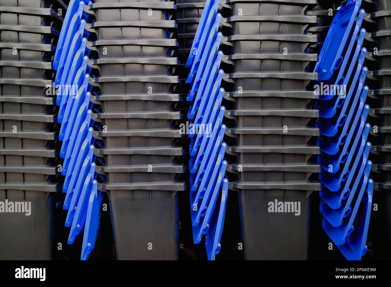 Garbage Cans Stacked Stock Photo Alamy