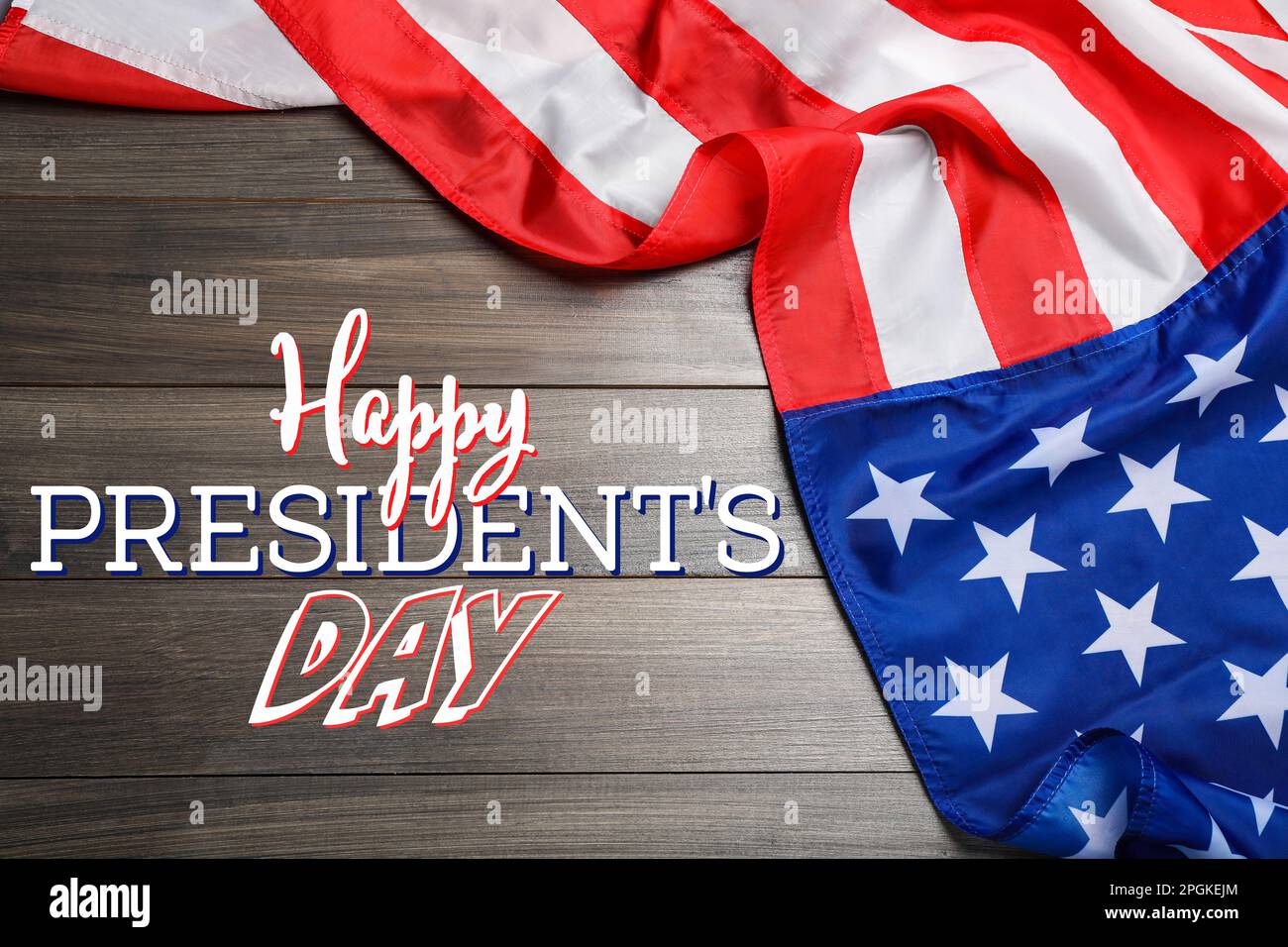 Happy President's Day federal holiday. American flag and text on