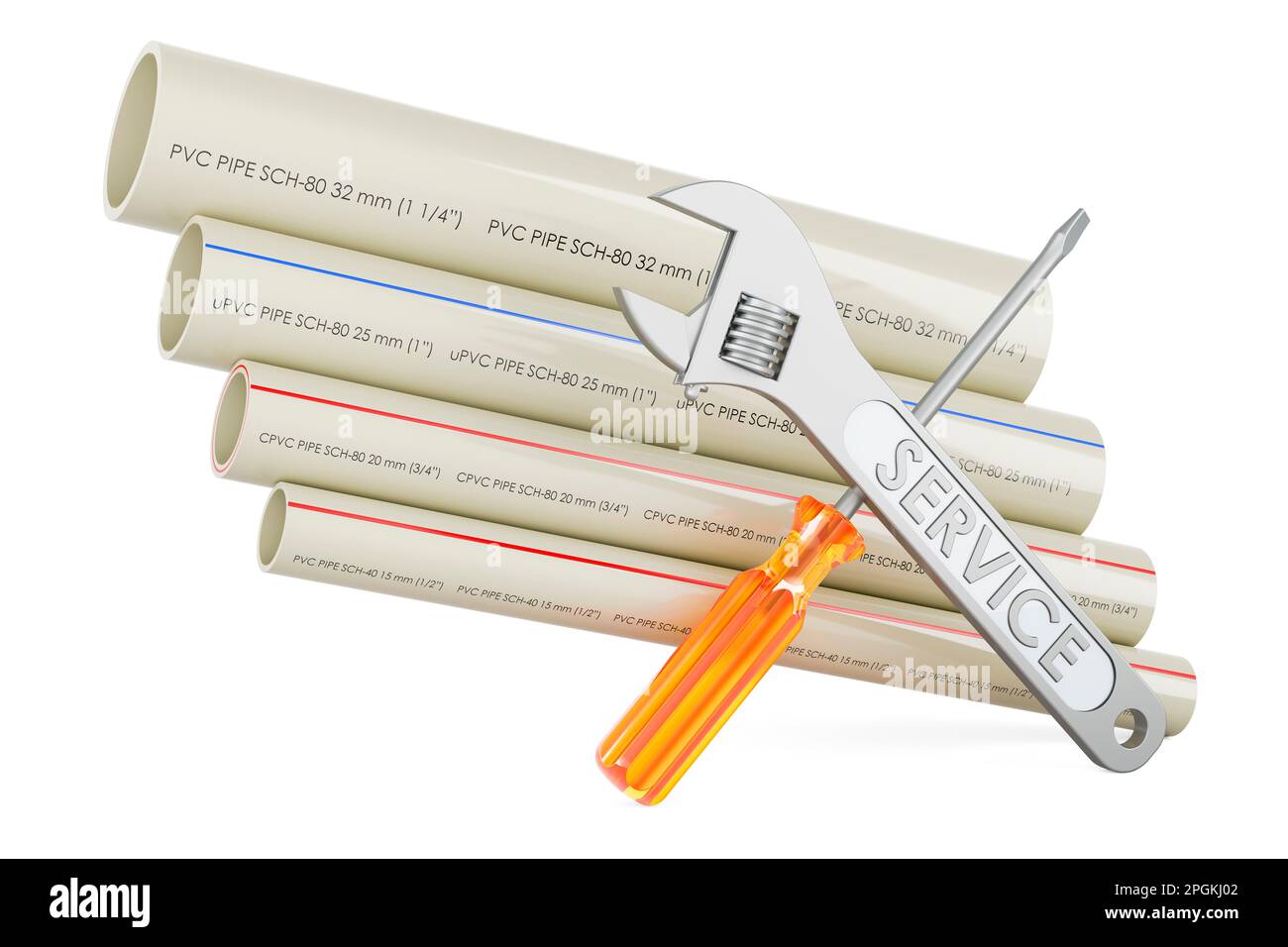 PVC pipes, composite pipe, uPVC pipe, cPVC pipe with screwdriver and