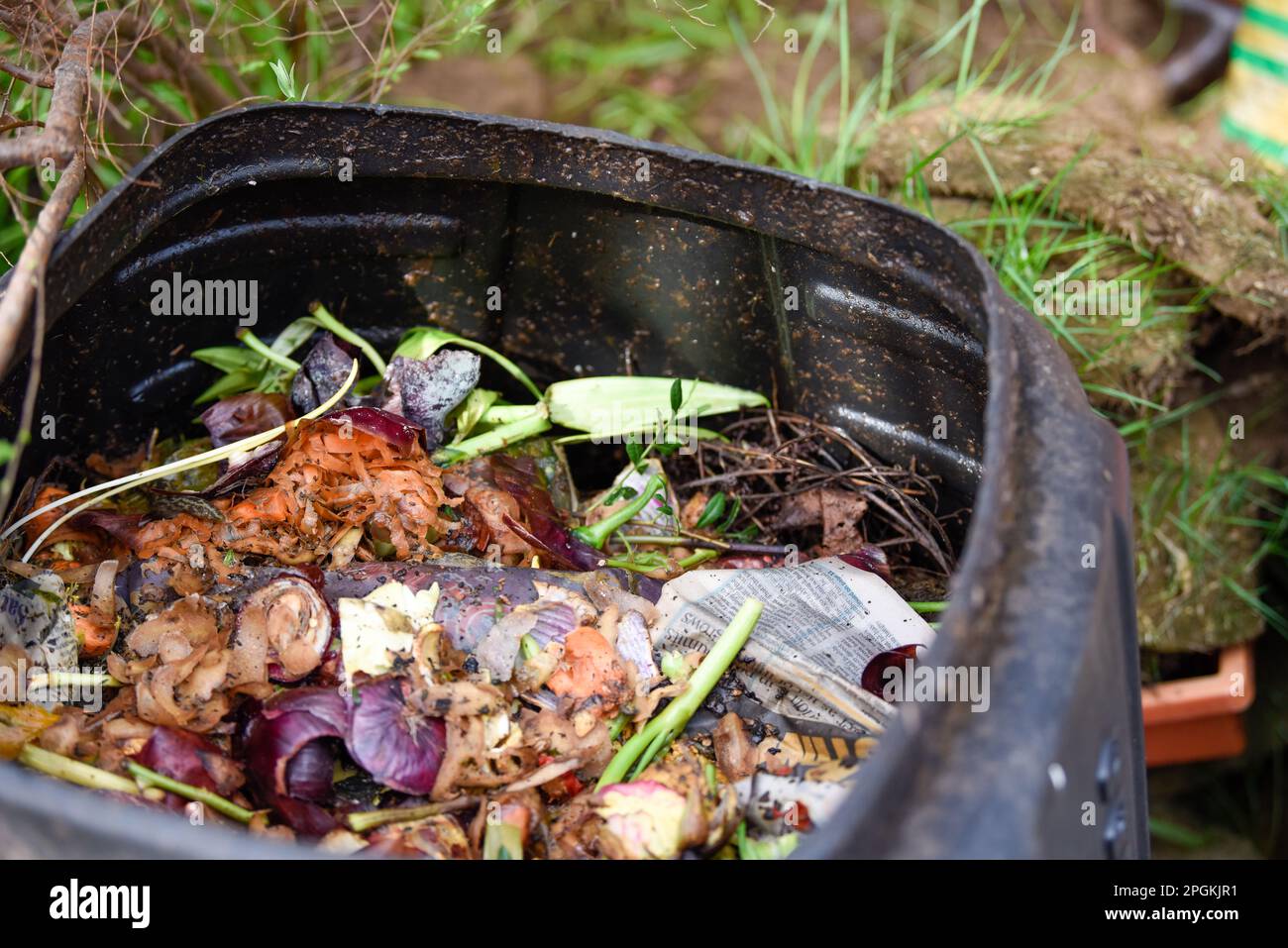 Food recycling bin to make compost from household food waste in a